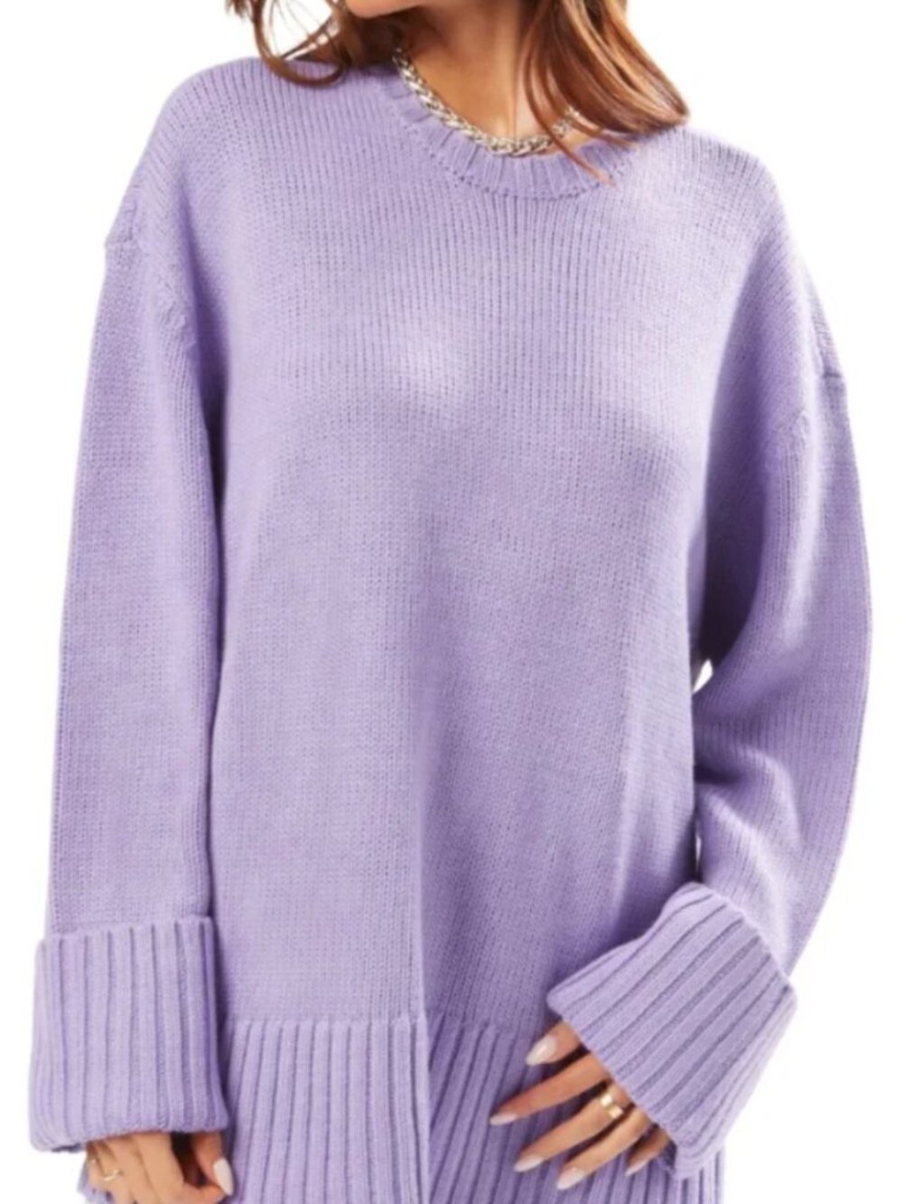 WeWoreWhat Oversized Crew Sweater in Purple Lilac M/L